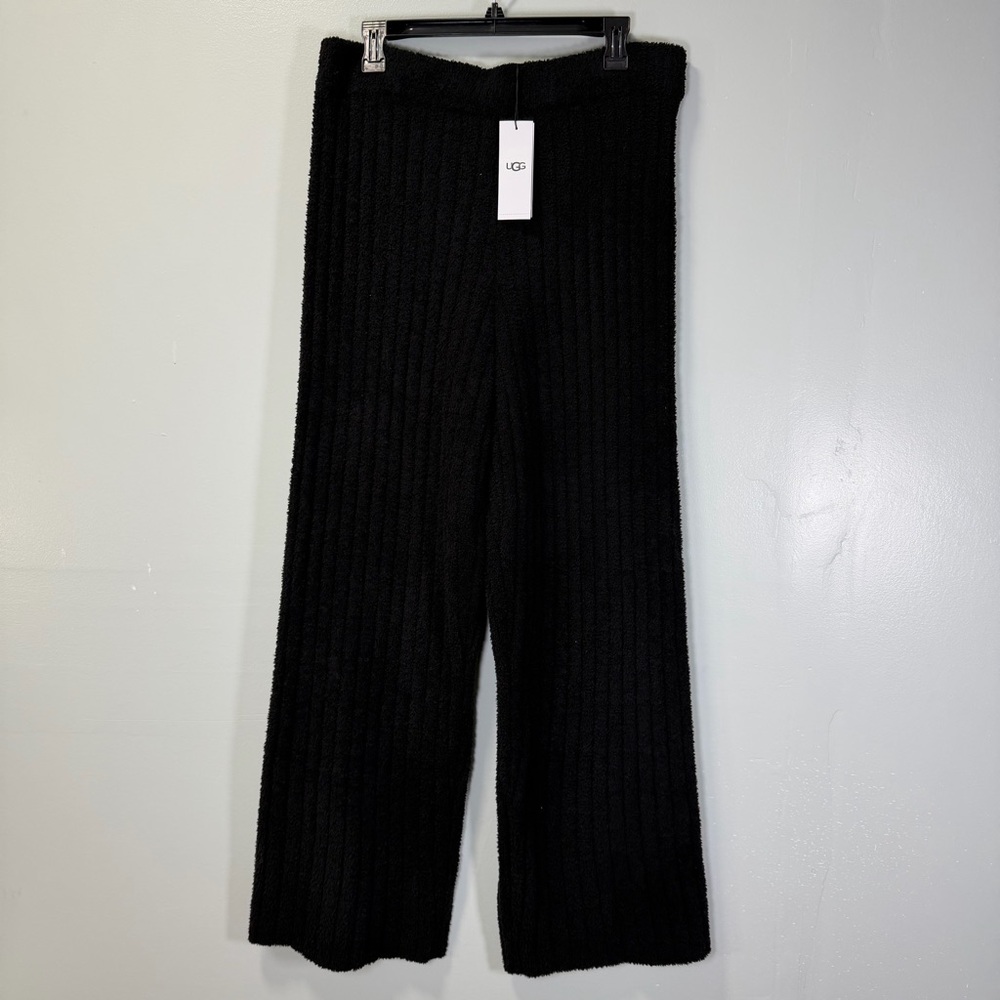 UGG Terri Pant Black Ribbed Wide Leg Lounge Pants Sz XL